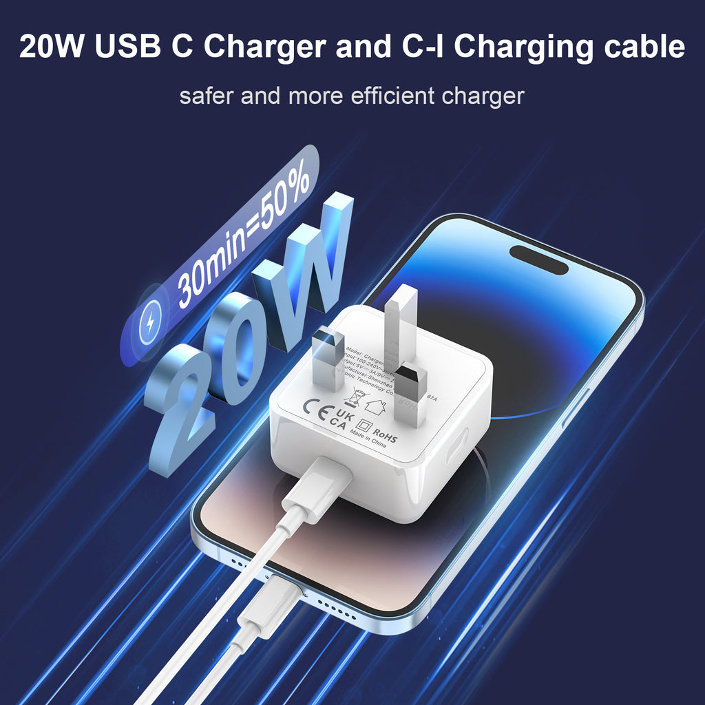 Fast Charge for iPhone 14 13, 2Pack PD for iPhone charger Fast Charge UK Plug With iPhone Charger Cable [ MFi Certified] Fast Charging Lightning Cable for iPhone 14 13 12 11 Pro Max XS X 8 6, iPad